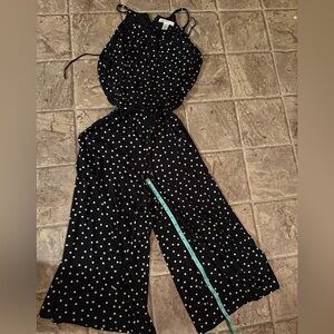 London Times Black and White Polka Dot jumpsuits